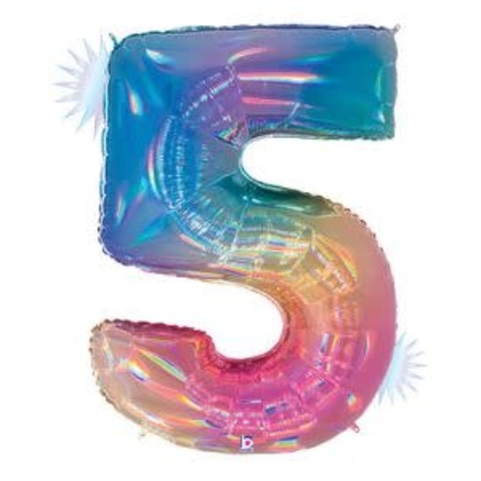 Betallic Megaloon Number 5 Opal Rainbow 34 Inch  Foil Mylar Balloon [15845RW]
