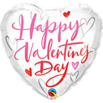 Qualatex Qualatex Happy Valentine's Day Casual Script 18 Inch Heart Shaped Foil Mylar Balloon [16767]