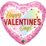 Qualatex Qualatex Happy Valentine's Day Confetti Ombre 18 Inch Heart Shaped Foil Mylar Balloon [97160]