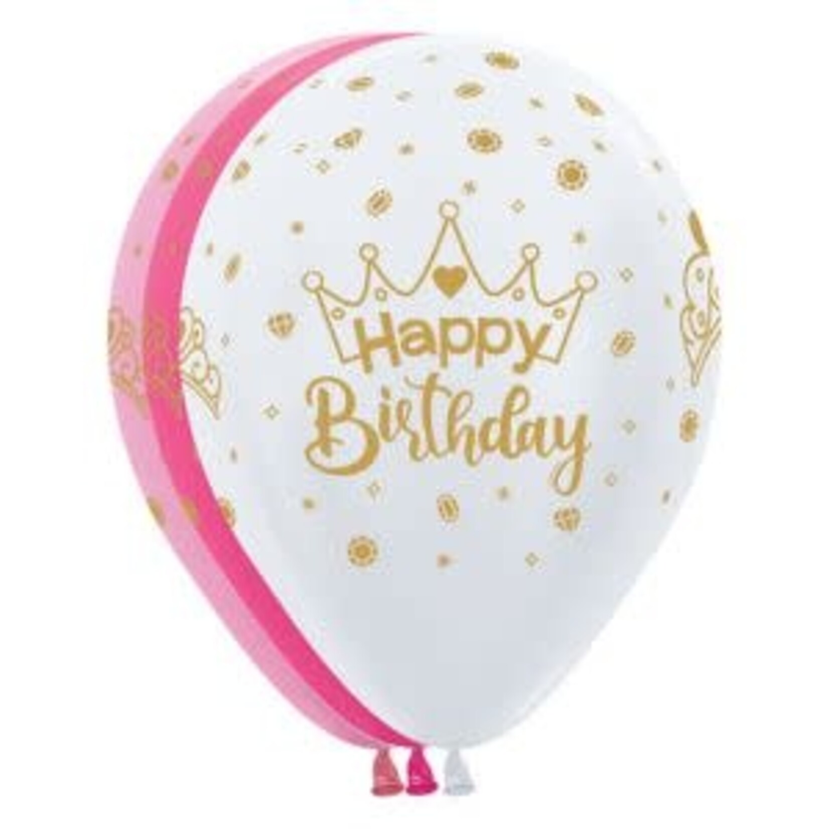 Sempertex Sempertex 11 Inch Happy Birthday Crowns Assortment Latex Balloons Bag of 50 [53348]