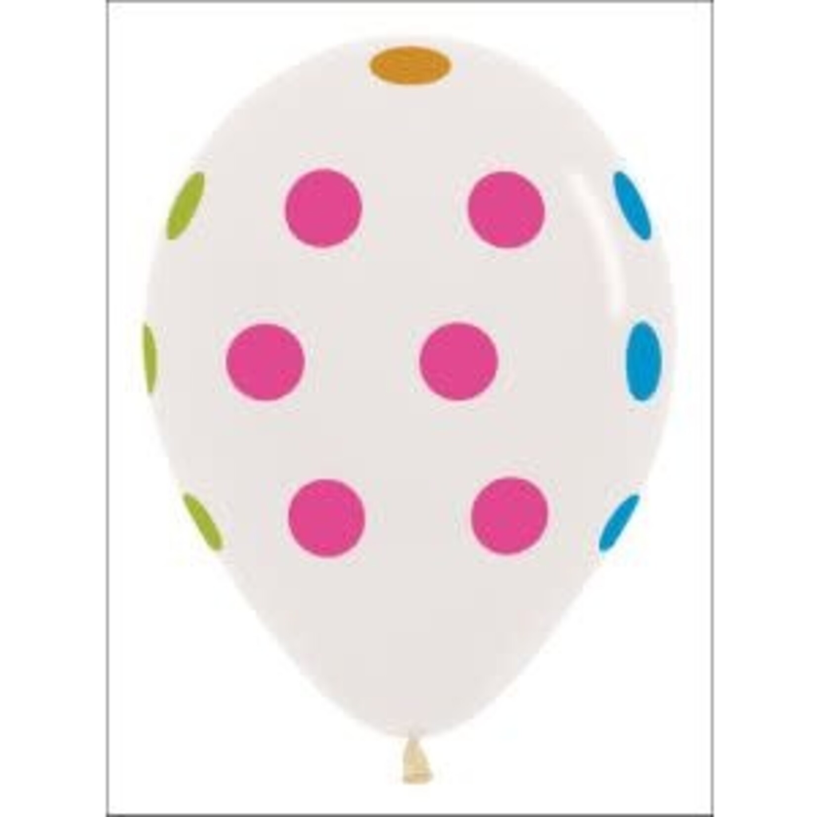 Sempertex Sempertex 11 Inch Color Dots on Clear Latex Balloons Bag of 50 [53897]