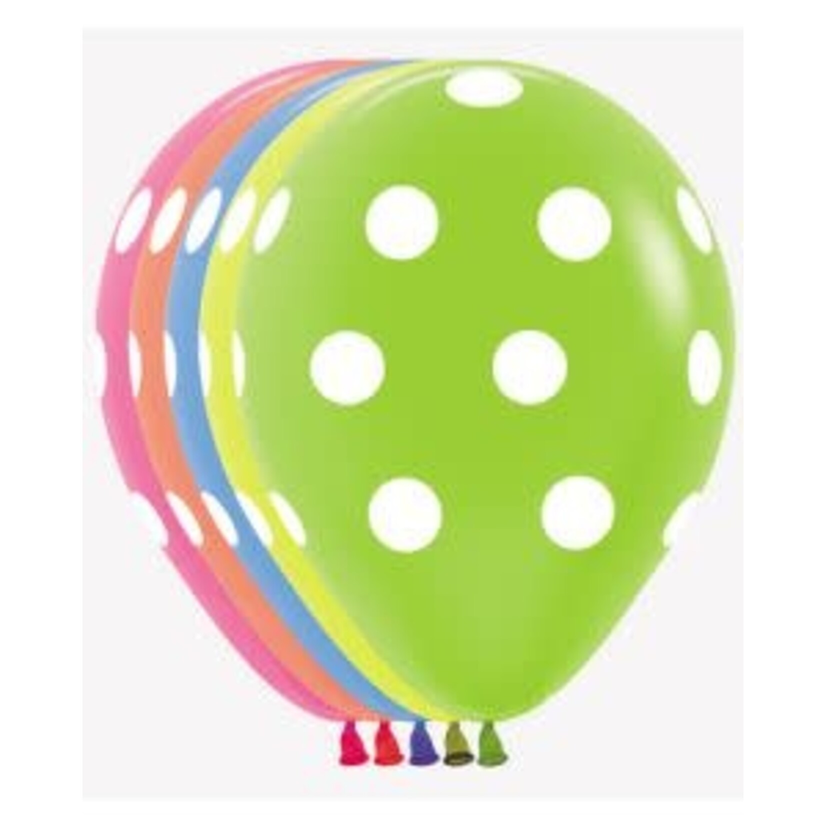 Sempertex Sempertex 11 Inch White Dots on Neon Assortment Latex Balloons Bag of 50 [53899]
