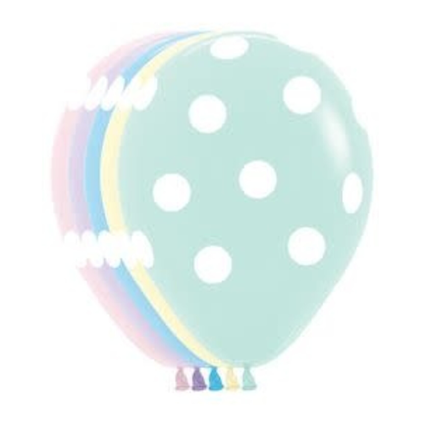 Sempertex Sempertex 11 Inch White Dots on Pastel Assortment Latex Balloons Bag of 50 [53336]