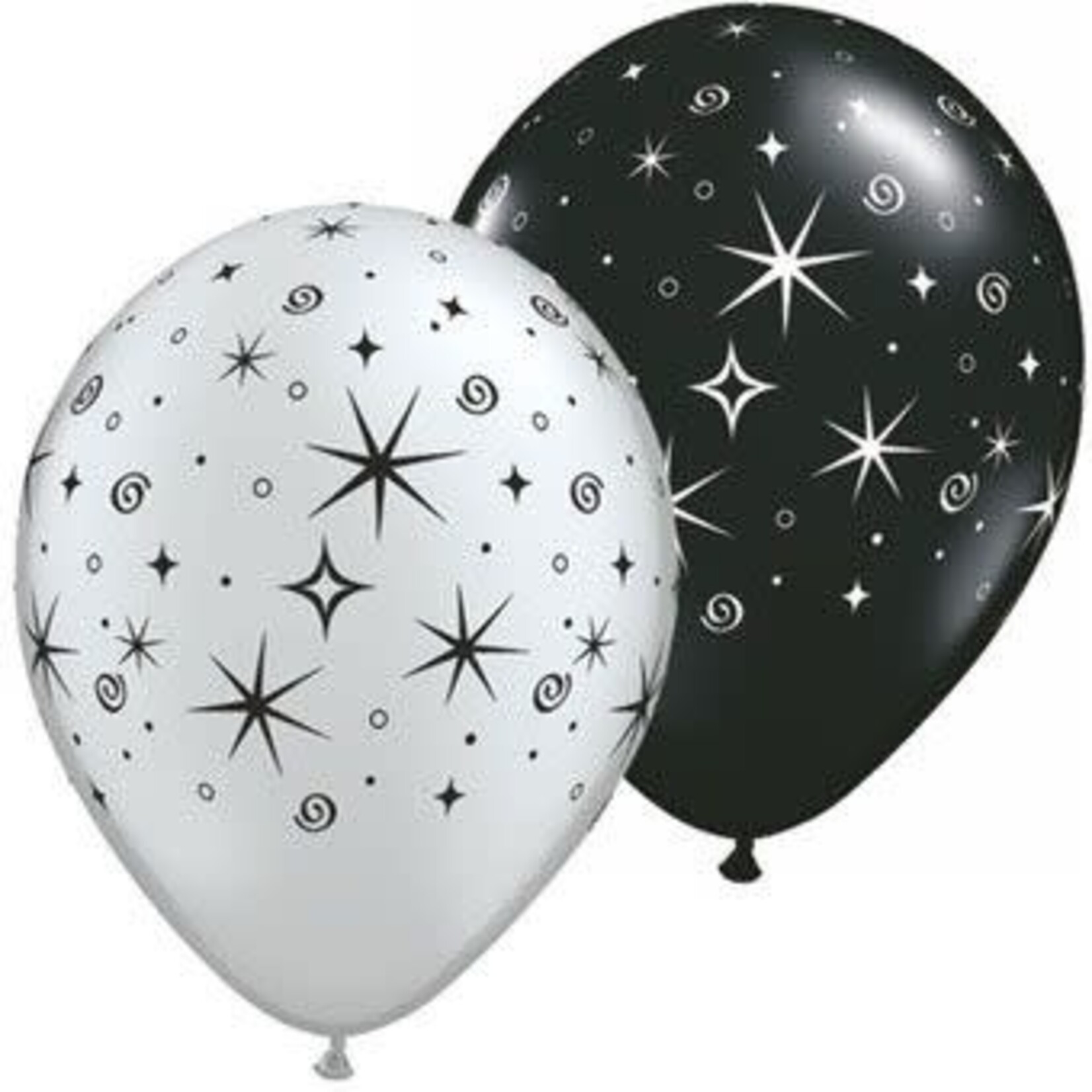 Qualatex Qualatex Sparkles & Swirls Assorted Silver and Black 11 Inch Latex Balloons Bag of 50 [12579]