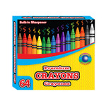 BAZIC BAZIC 64 Ct. Premium Color Crayons w/ Sharpener [2515]