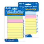 BAZIC BAZIC Lined Stick On Notes 3″ X 3″ 40 Ct. (3/Pack) [5101]
