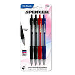 BAZIC BAZIC Spencer Asst. Color Retractable Pen w/ Cushion Grip (4/Pack) [1788]