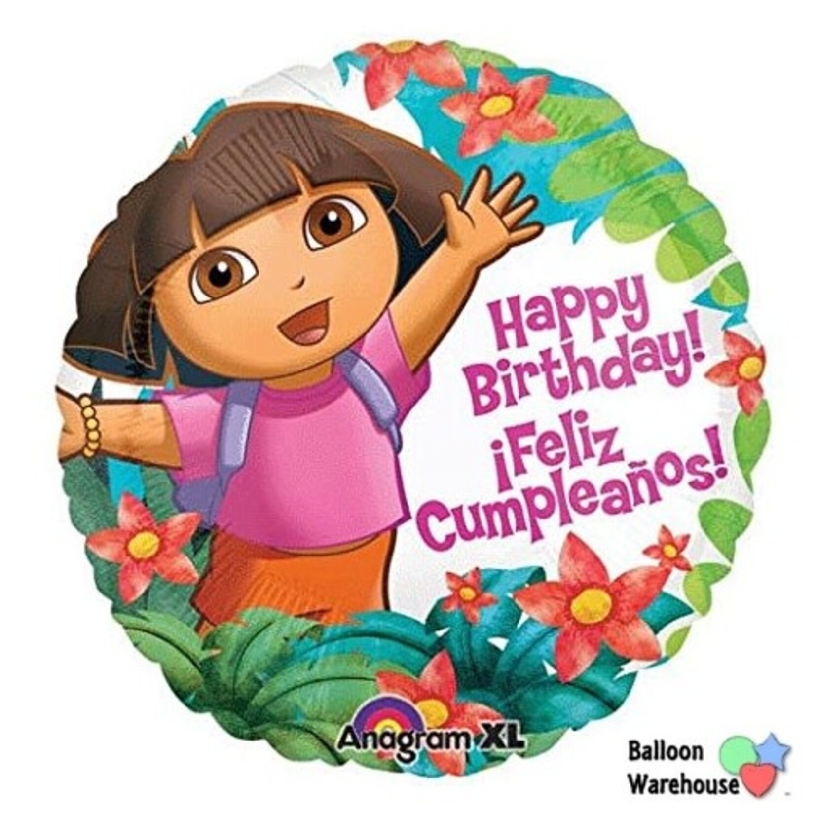Dora the Explorer Feliz  Cumpleanos 18 Inch Foil Mylar Balloon 1 Pack [21712]