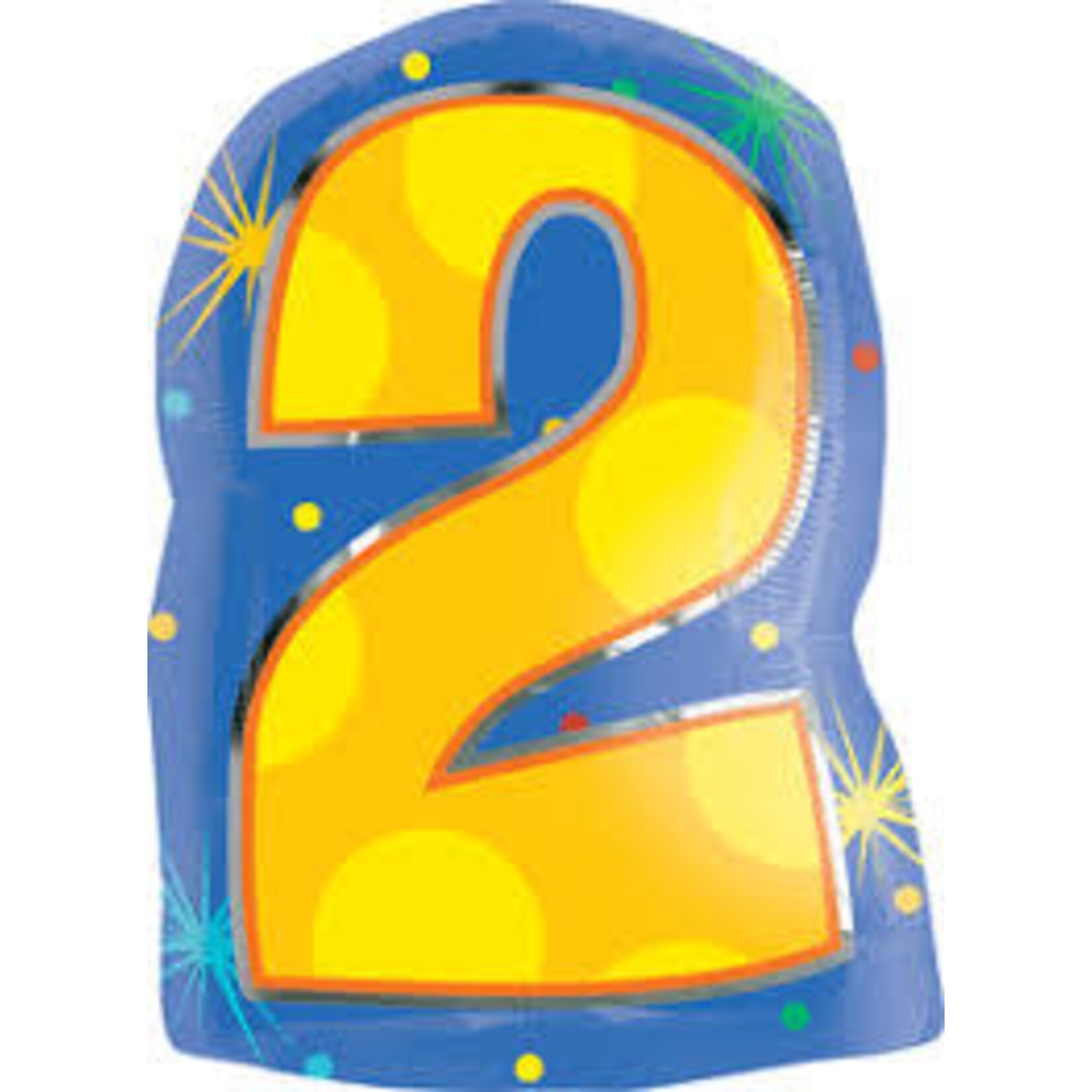 Number 2 Confetti Dots Jr Shape 20 Inch Foil Mylar Balloon [35761]