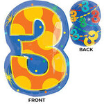 Number 3 Multi-color Jr Shape 20 Inch Foil Mylar Balloon [35762]