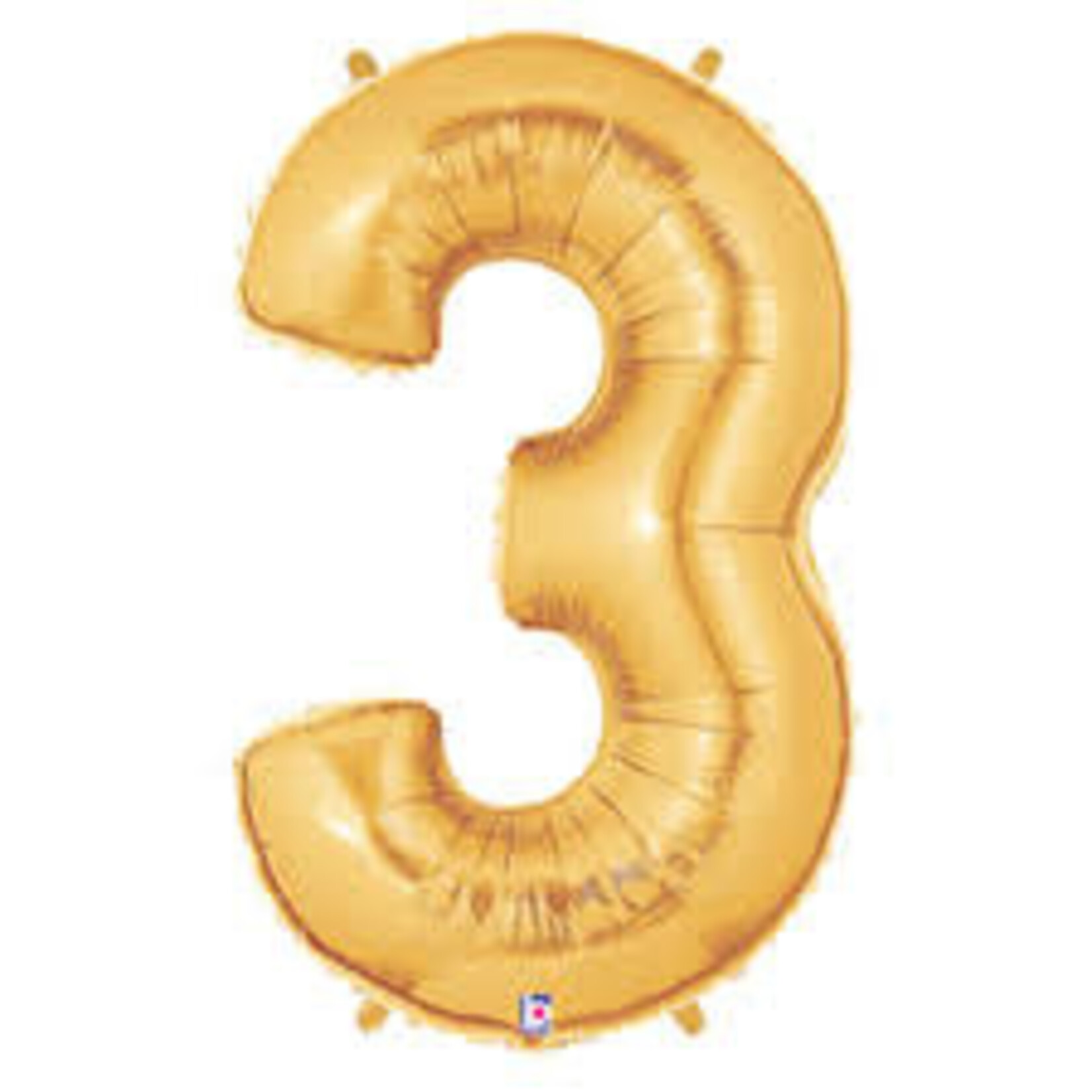 Betallic Megaloon Number 3 Gold 34 Inch  Foil Mylar Balloon [15843G]