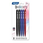 BAZIC BAZIC Ixion Assorted Color Retractable Pen (5/Pack) [1769]