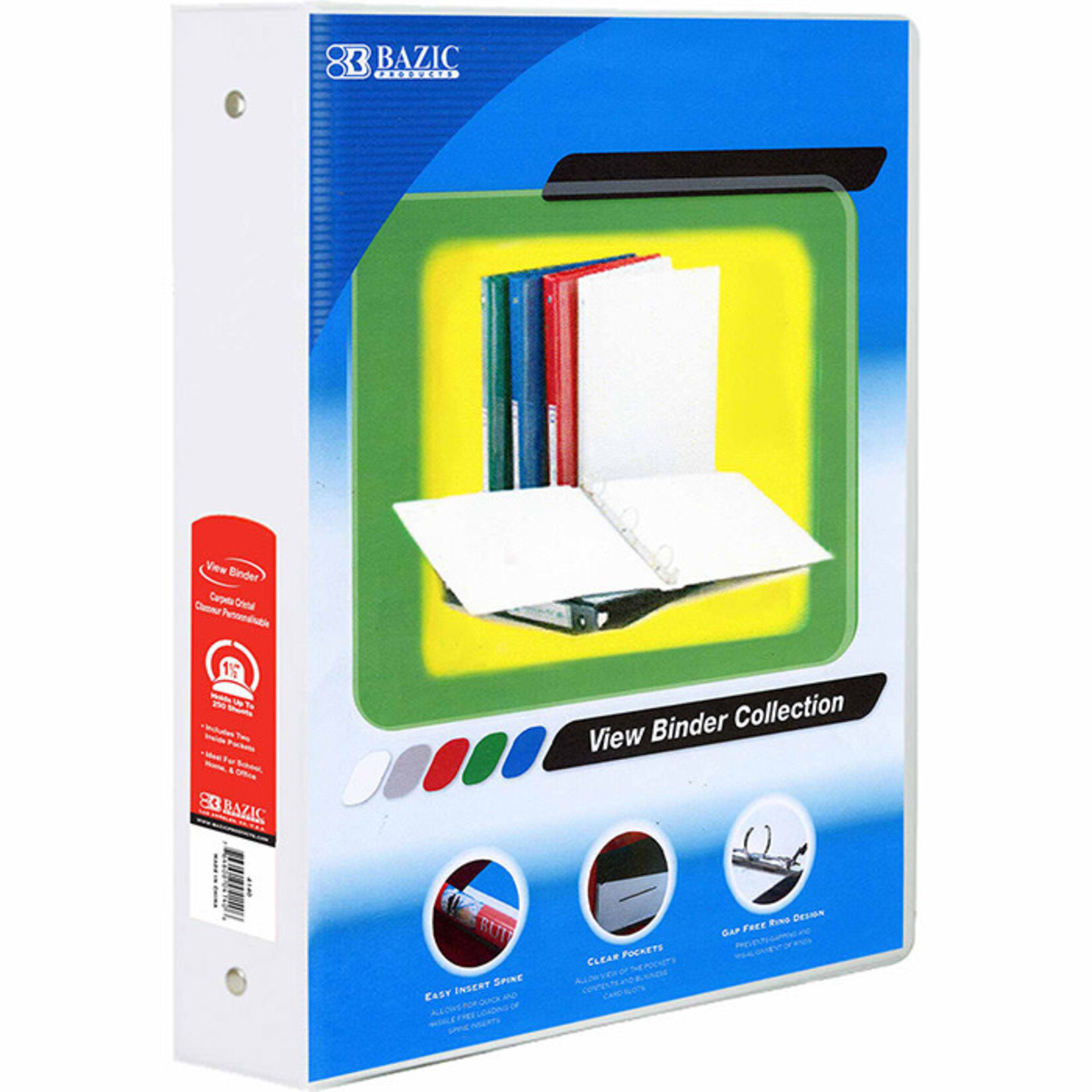 BAZIC BAZIC 1.5 Inch White 3-Ring View Binder w/ 2-Pockets [3148]