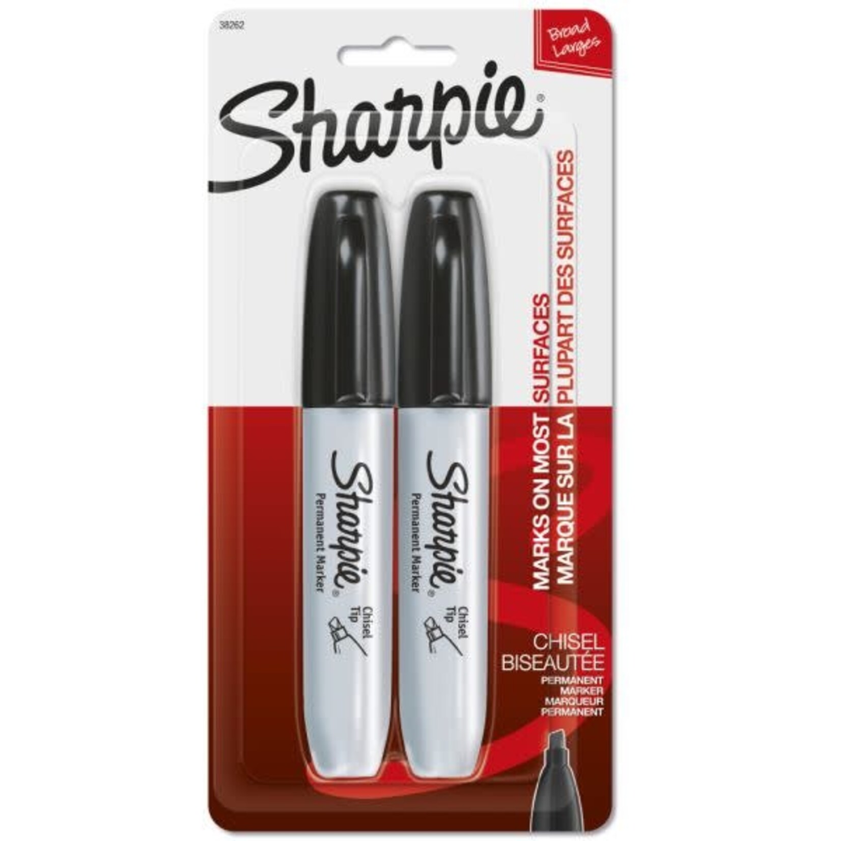 Sanford Brands Sharpie Chisel Tip Permanent Marker Chisel Marker Point Style - Black Alcohol Based Ink, 2 Count [SAN38262PP]