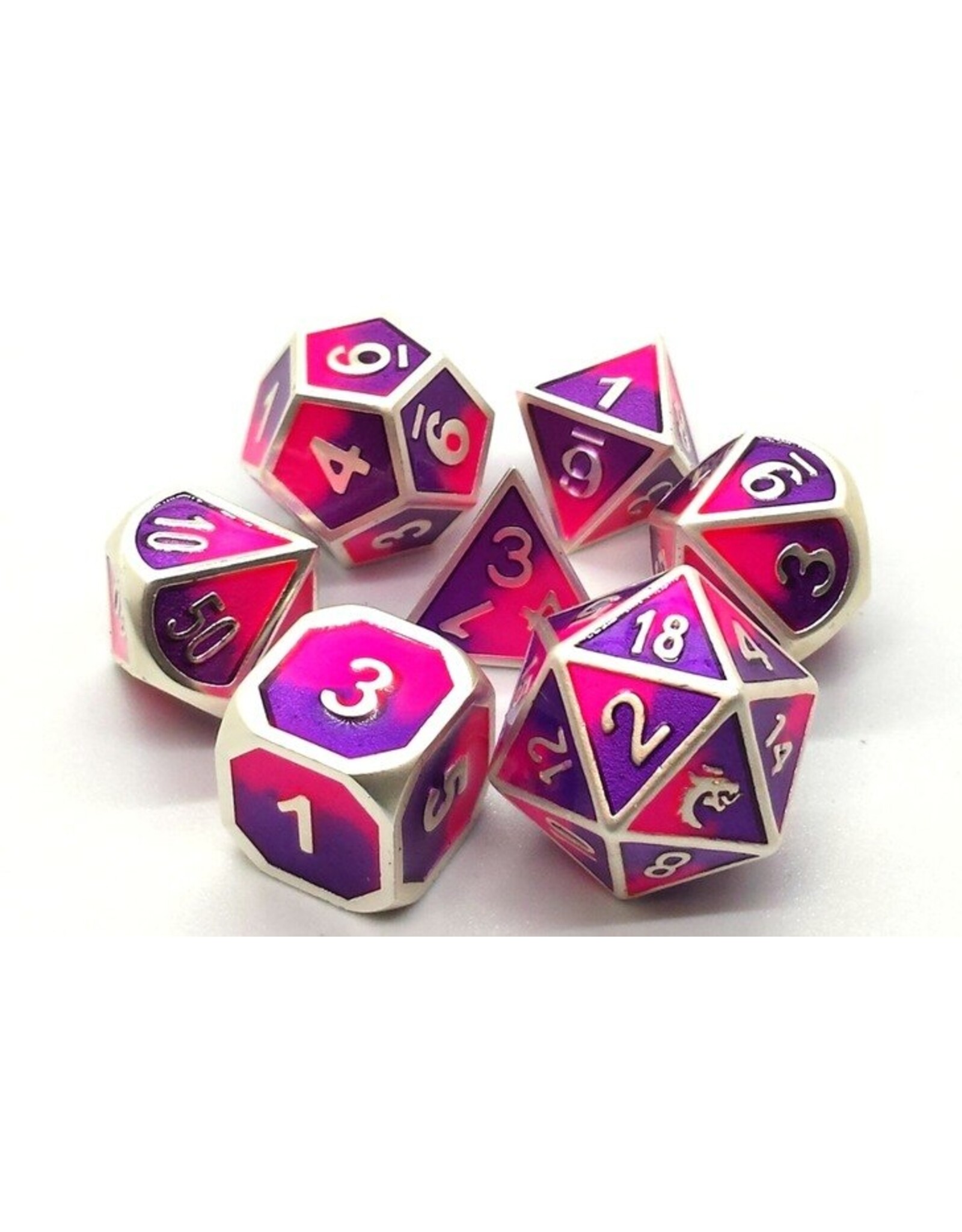 Old School Dice & Accesories Dragon Forged Platinum Purple & Pink