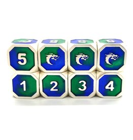 Old School Dice & Accesories Dragon Forged D6 Set: Platinum Blue & Green