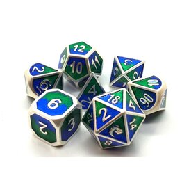 Old School Dice & Accesories Dragon Forged Platinum Blue & Green