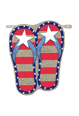 Evergreen Enterprises House Burlap Patriotic Flip Flops Flag