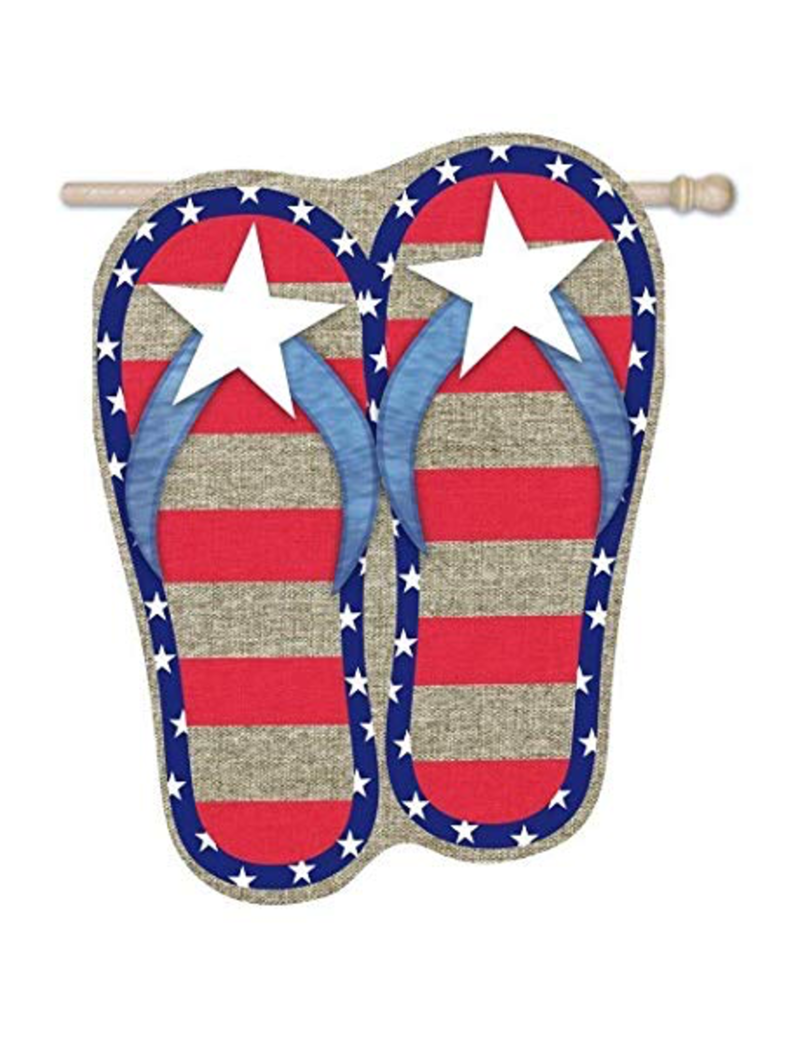 Evergreen Enterprises Burlap Patriotic Flip Flops House Flag