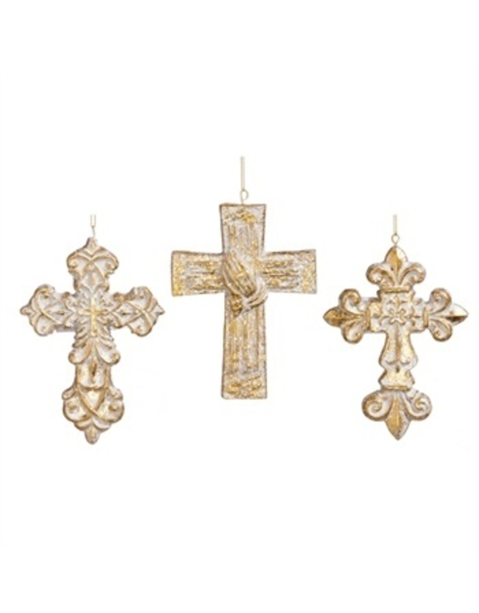 Evergreen Enterprises Gold Polystone Cross Ornament - Flourish Cross