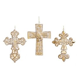 Evergreen Enterprises Gold Polystone Cross Ornament - Flourish Cross