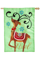 Evergreen Enterprises Noel’s Reindeer House Burlap Flag