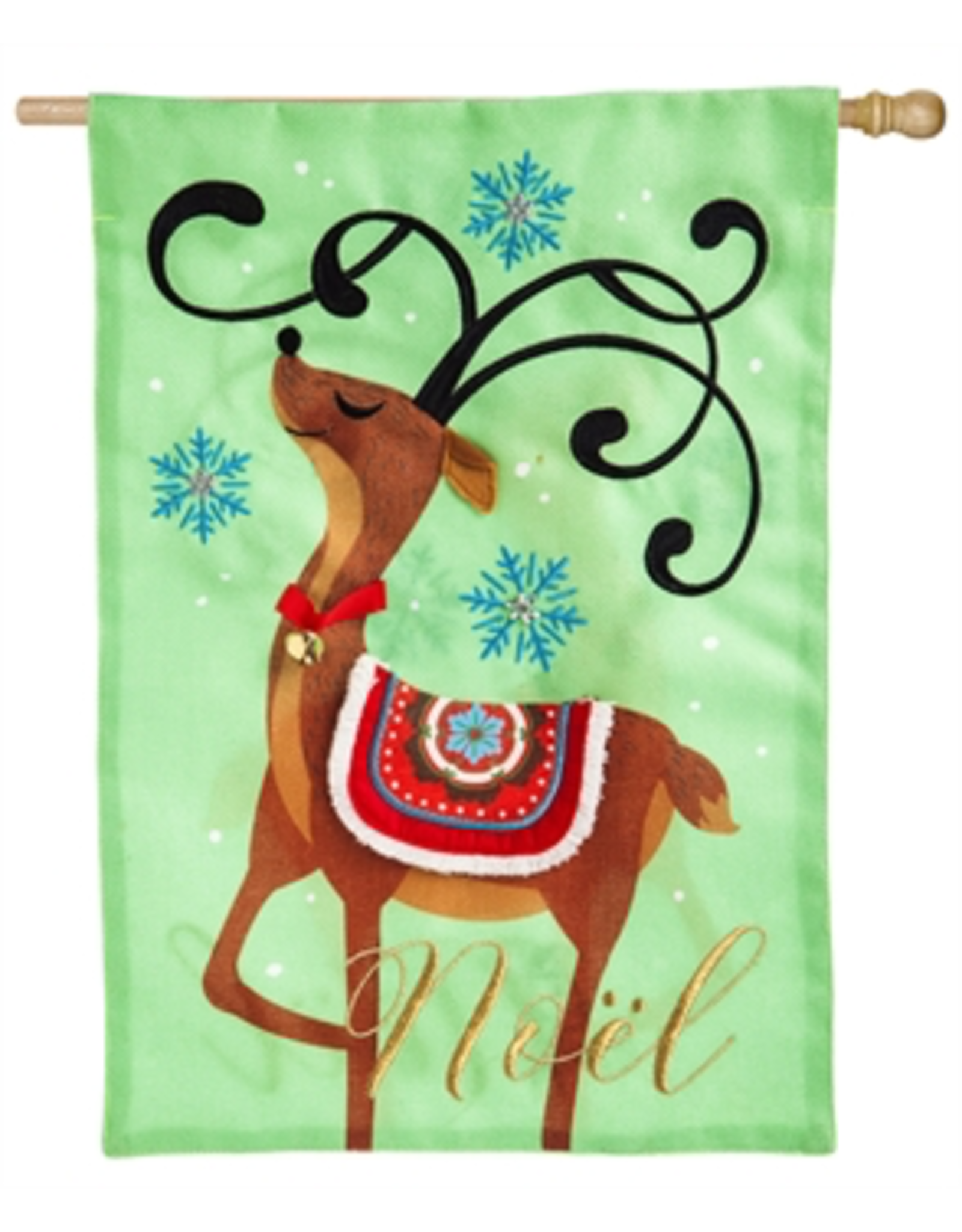 Evergreen Enterprises Noel’s Reindeer House Burlap Flag