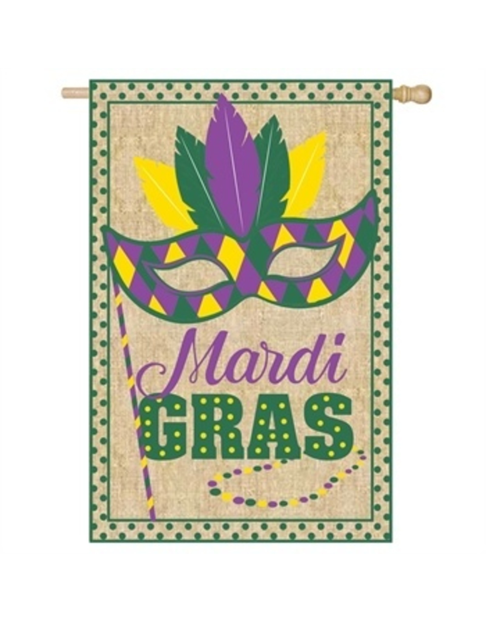 Evergreen Enterprises Mardi Gras House Burlap Flag