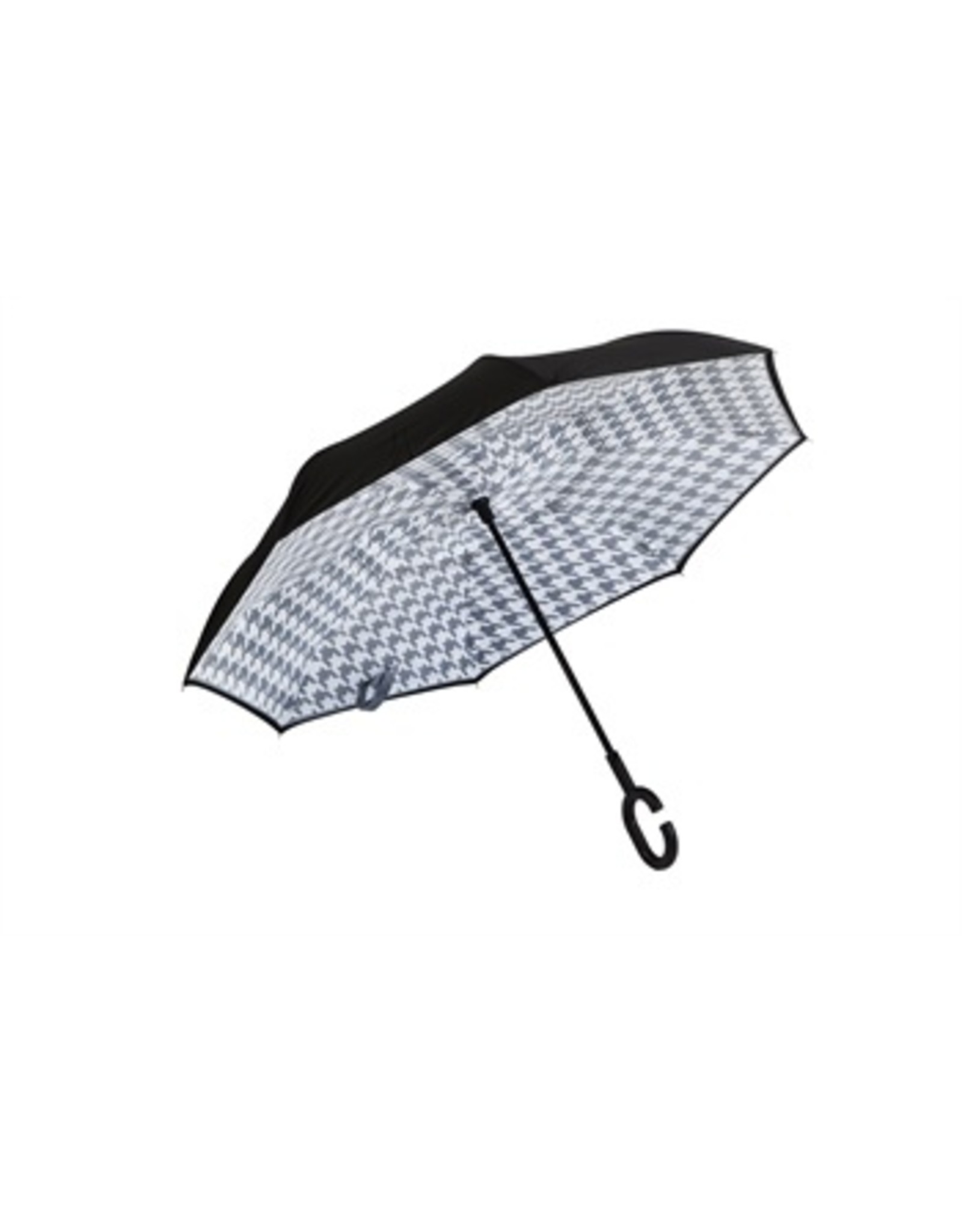Evergreen Enterprises Houndstooth Inverted umbrella, Black/Gray