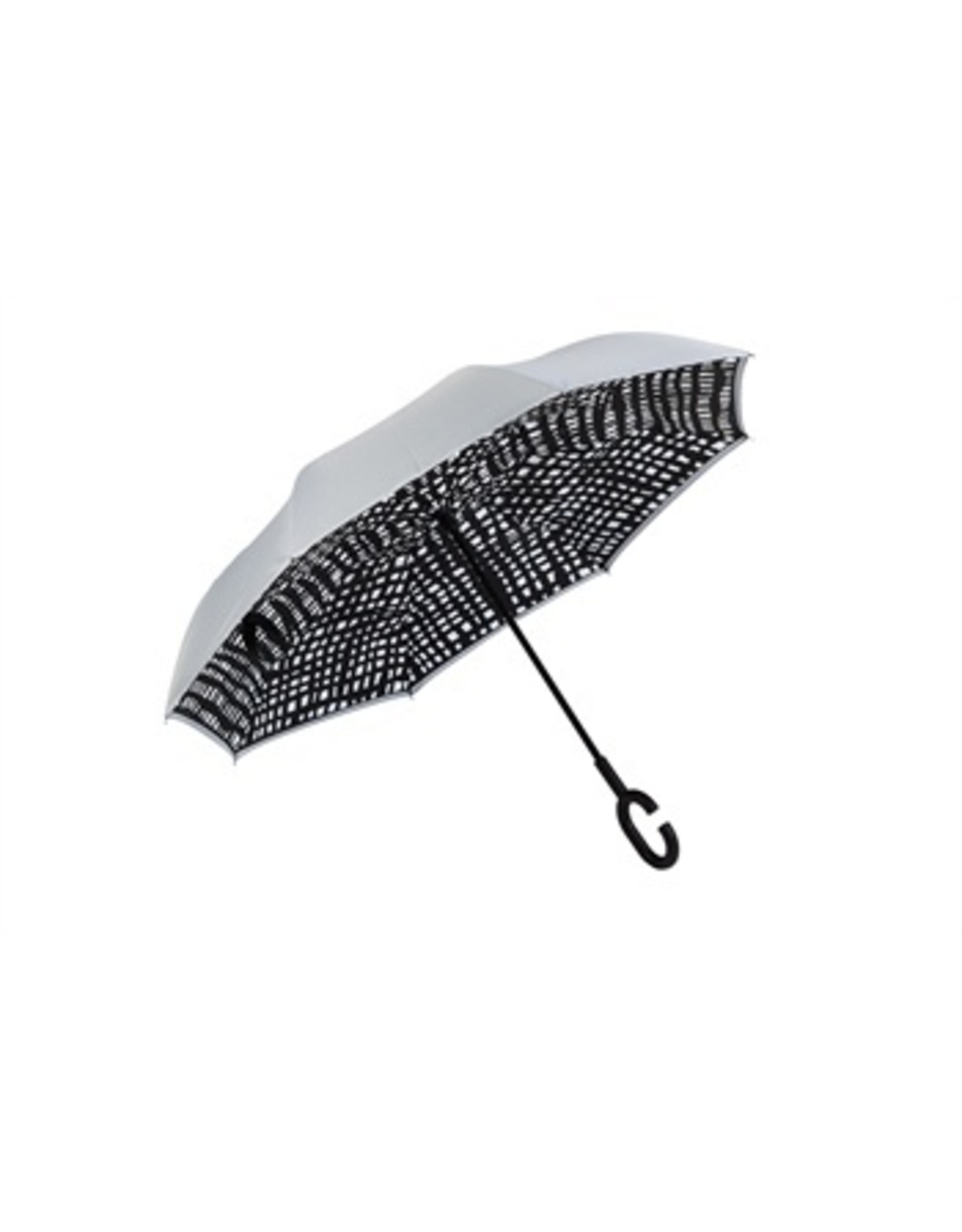 Evergreen Enterprises Abstract Stripe Inverted Umbrella, Gray/Black