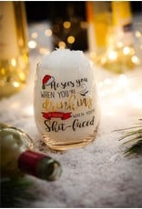 Evergreen Enterprises He Sees You When Your Drinking Stemless Wine Glass W/Metallic Accents & Box
