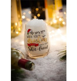 Evergreen Enterprises He Sees You When Your Drinking Stemless Wine Glass W/Metallic Accents & Box