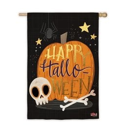 Evergreen Enterprises Halloween Skull House Suede Flag