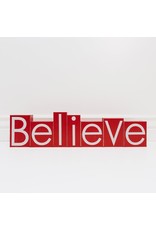Adams & Co. Red And White Wooden Block Set "Believe"