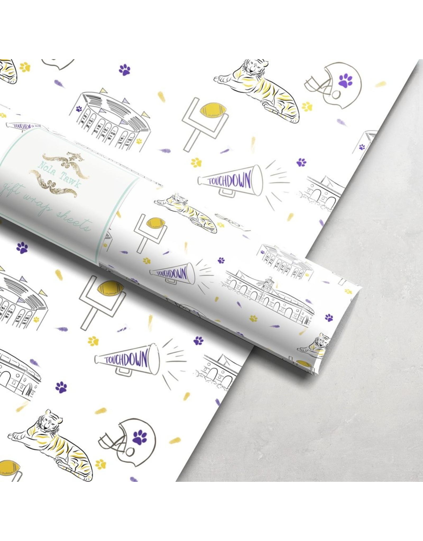 Nola Tawk Purple and Gold Wrapping Paper