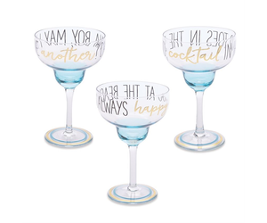 Mud Pie Margarita Recipe Glass Set of 6 Margarita Glasses - Digs N Gifts