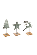 Evergreen Enterprises Galvanized Metal Christmas Tabletop Decor with Wood Base