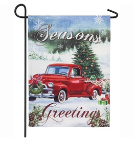 Evergreen Enterprises Christmas Farm Pickup Garden Suede Flag