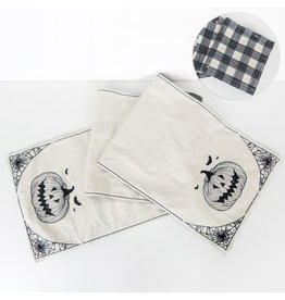 Mud Pie Jack-O-Lantern/Gingham Reversible Canvas Table Runner