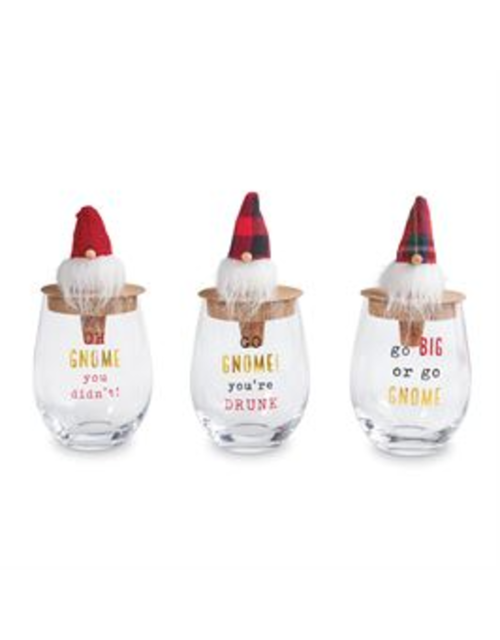 Personalized Festive Gnome Wine Glasses, Set of 2