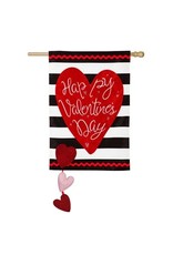 Evergreen Enterprises Valentine's Stripe House Applique Flag