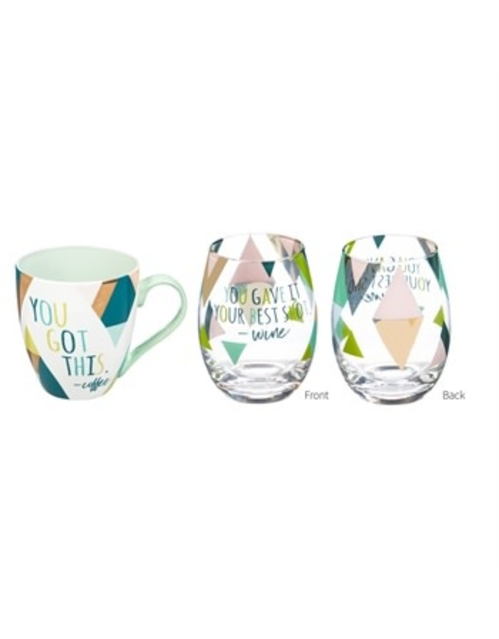Evergreen Enterprises Cup & Stemless Wine Gift Set-You Gave It Your Best Shot