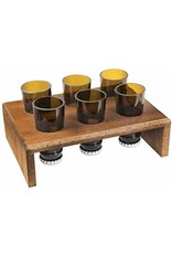 Torched Spirits Beer Bottle Shot Glasses and Display Tray