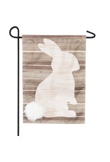 Evergreen Enterprises Wood Bunny Silhouette Garden Linen Flag