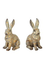 Evergreen Enterprises 8.25"H Rabbit Garden Statuary, 2 Asst, Gold Distressed