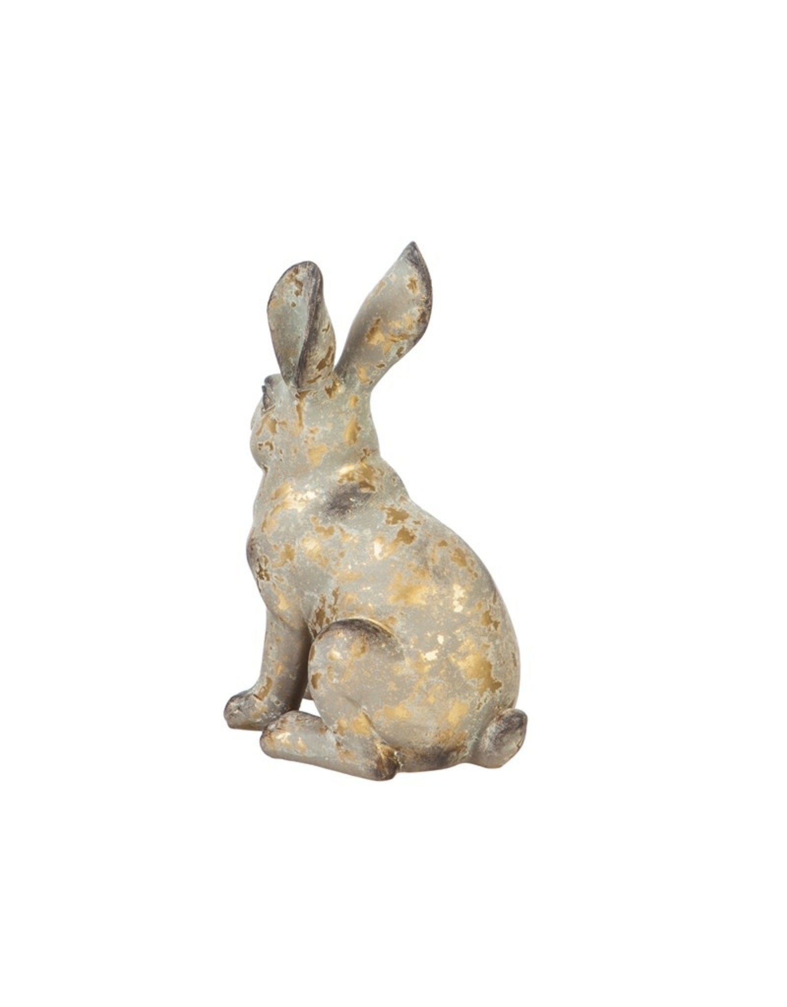 Evergreen Enterprises 8.25"H Rabbit Garden Statuary, 2 Asst, Gold Distressed