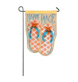 Evergreen Enterprises Happy Place Flip Flops Garden Linen Flag