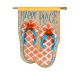 Evergreen Enterprises Happy Place Flip-Flops House Linen Flag