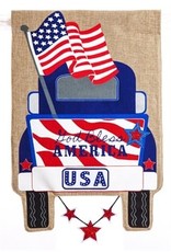 Evergreen Enterprises Patriotic Pick-Up Truck Garden Burlap Flag