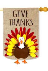 Evergreen Enterprises Give Thanks Turkey Burlap House Flag